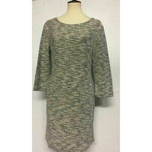 Angie Women's Heather Gray Knit Shift  3/4 Sleeve Sweater Dress Size L